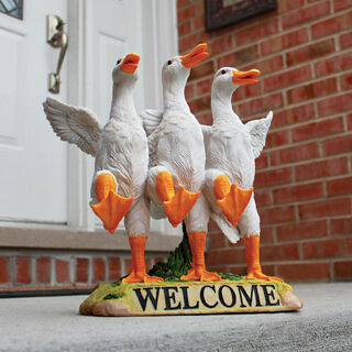 Delightful Dancing Ducks Welcome Statue